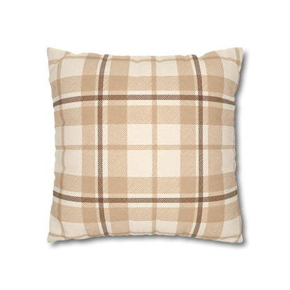 Beige Plaid Throw Pillowcase