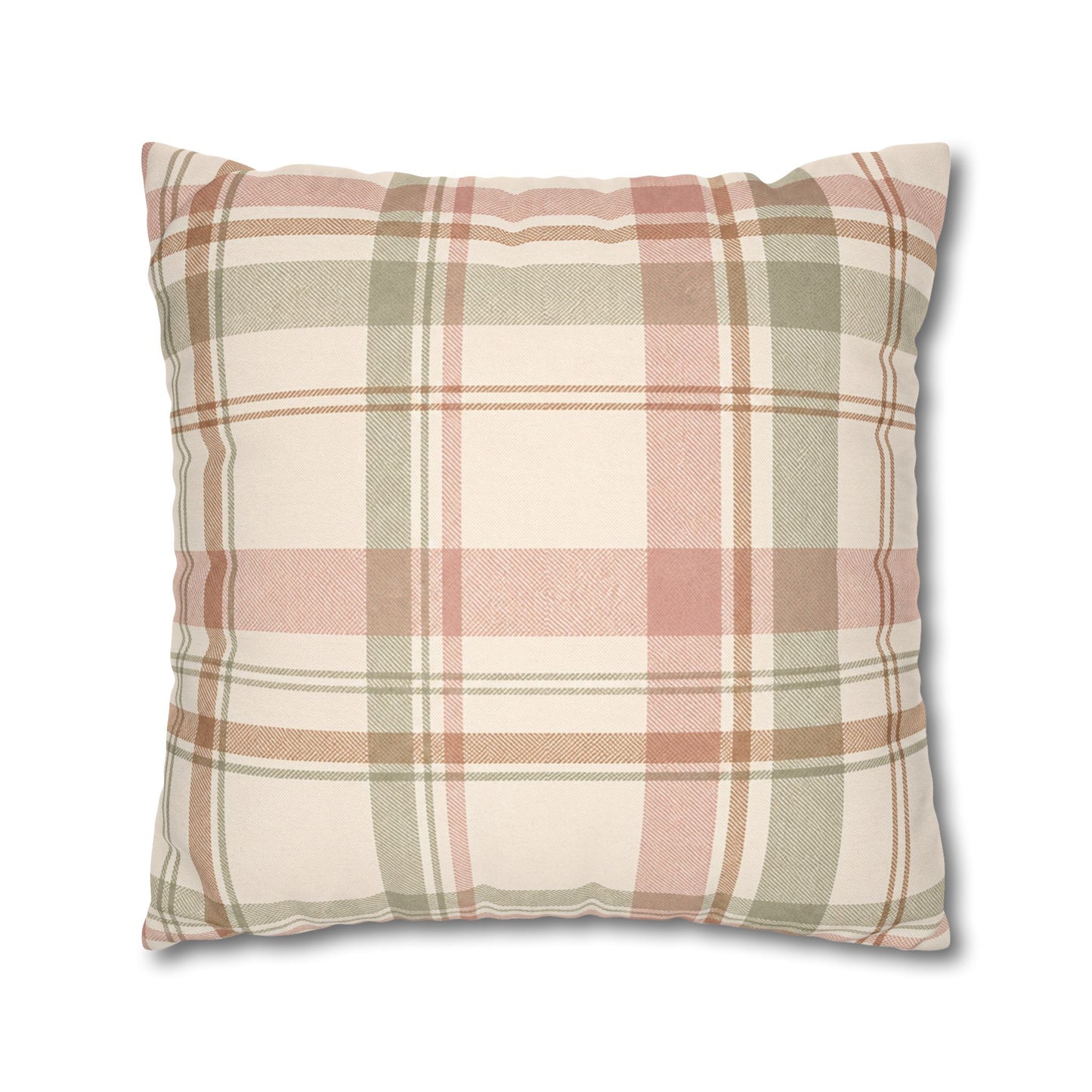 Blush Green Plaid Throw Pillowcase