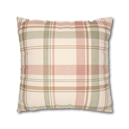 Blush Green Plaid Throw Pillowcase