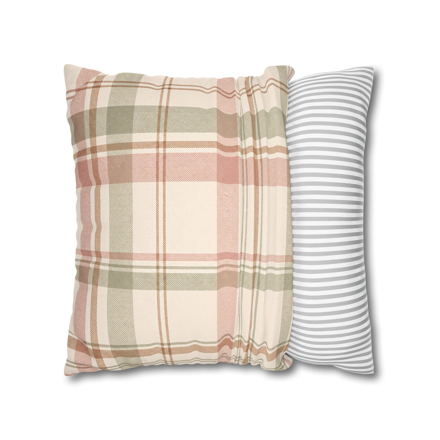 Blush Green Plaid Throw Pillowcase