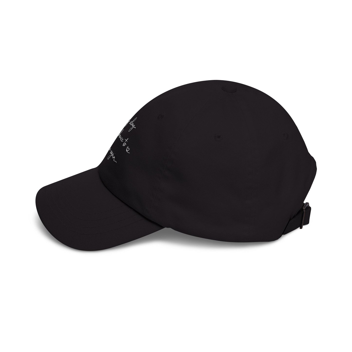 handwritten script phrase Dad Cap | embroidered baseball hat