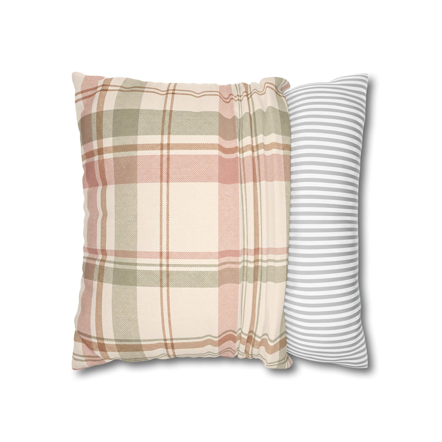 Blush Green Plaid Throw Pillowcase