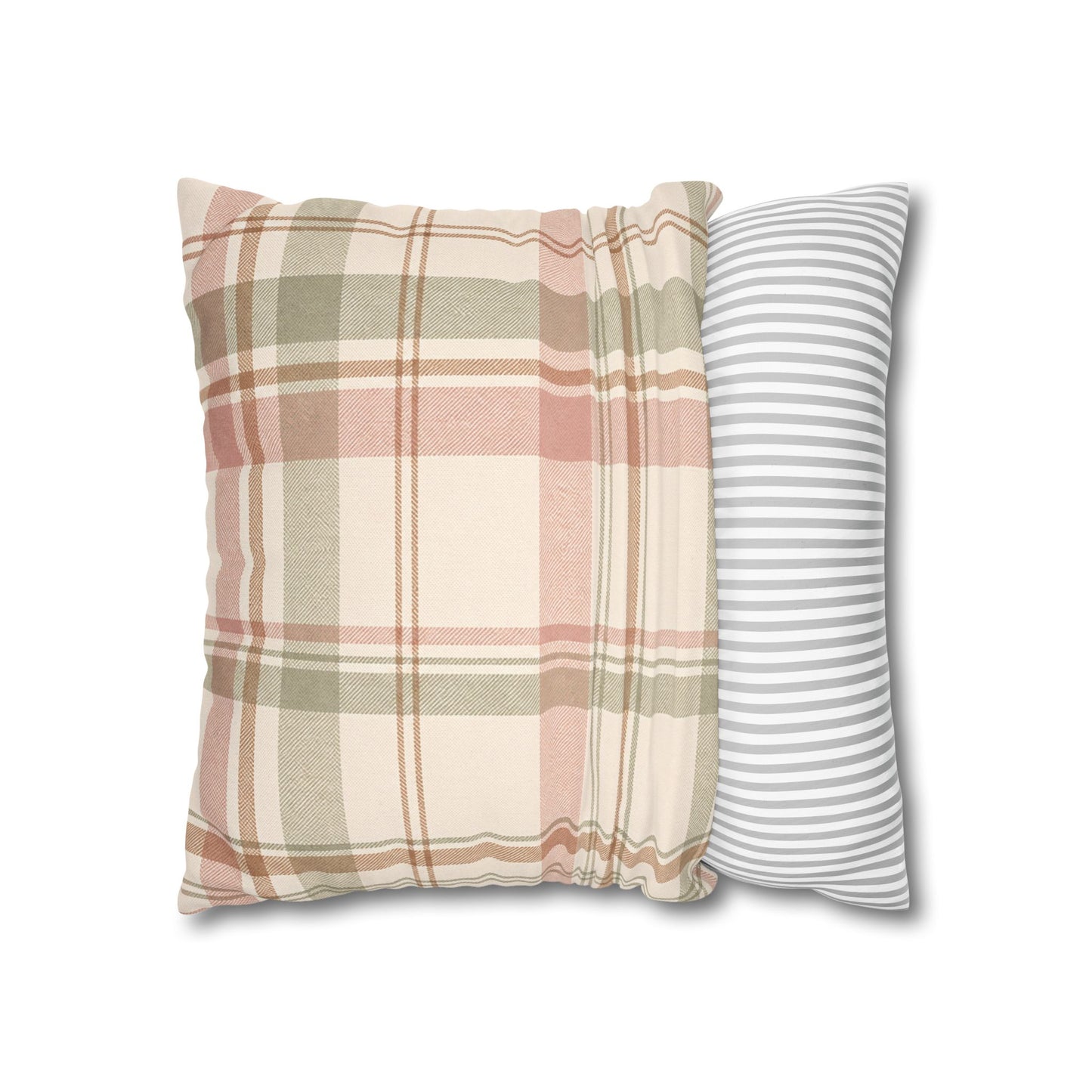 Blush Green Plaid Throw Pillowcase